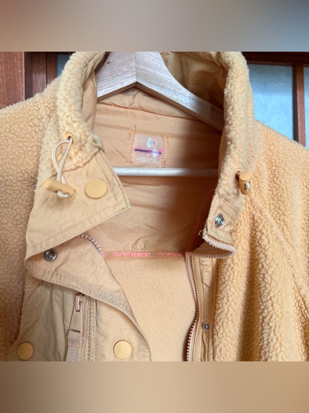 Free People Movement Hit The Trails Light Orange Fleece Oversized Jacket - Picture 3 of 11